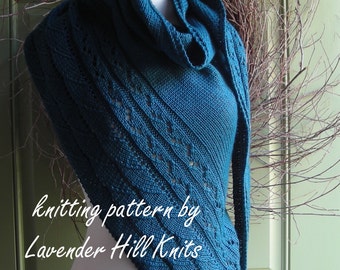 Knitting Pattern PDF - A Walk on the Beach Shawl - asymmetric shawl wrap scarf cowl gift  knitting pattern using dk or sport yarn