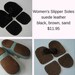 Leather slipper soles for women's slippers - non-slip for knitting crochet felted slippers - brown black sand - fits all women's sizes