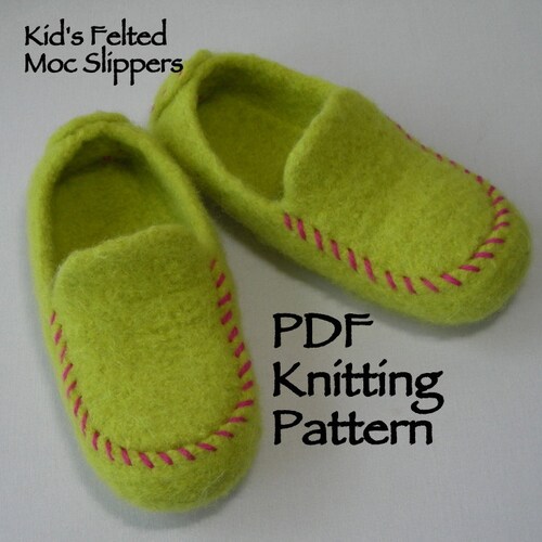 Knitting Pattern PDF Kids Knit Felted Slippers |