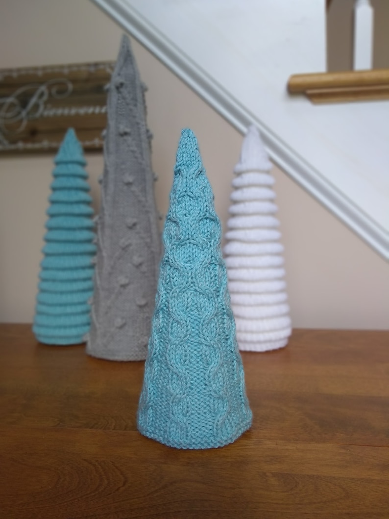 Christmas Knitting Patterns Knitted Trees Three Sizes Etsy