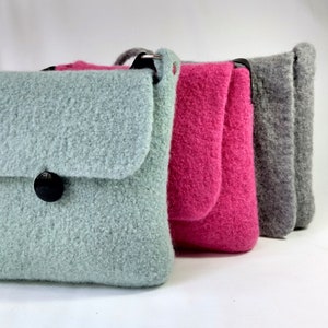 Felted Hipster Bags Knitting Pattern felted wool shoulder messenger bag purse two sizes women girls teen tutorial for fabric lining