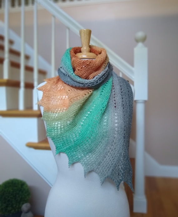 Lace Shawl Knitting Pattern Pdf Mistral Shawl Asymmetric Triangle Wrap Cowl Scarf Easy Lace Knitting Pattern No Charts