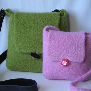 Felted Hipster Bags Knitting Pattern felted wool shoulder messenger bag purse two sizes women girls teen tutorial for fabric lining image 5