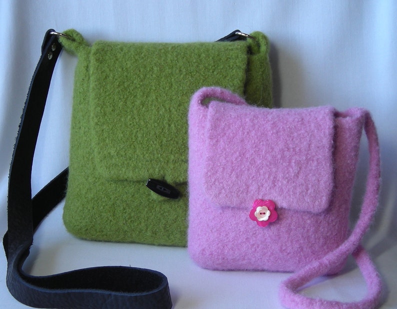 Felted Hipster Bags Knitting Pattern felted wool shoulder messenger bag purse two sizes women girls teen tutorial for fabric lining image 5