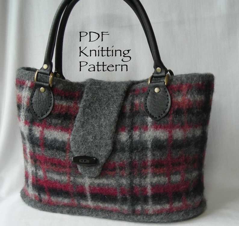 Knitting Pattern PDF Felted Wool Portland Plaid Bag Purse Etsy