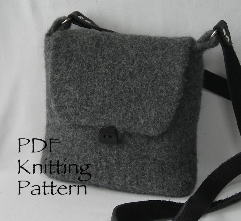 Knitting Pattern Felted Hipster Bags hand knit felted wool handbag tote purse two sizes women girls tutorial for fabric lining image 4