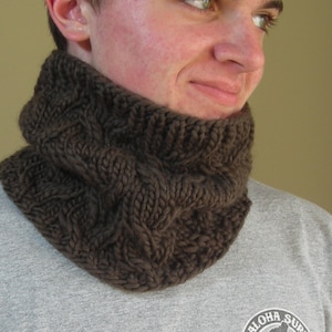 Bulky Knit Cowl Easy Quick Knitting Pattern Cable Neck Wrap DIY gift unisex scarf neckwarmer cozy very easy pattern for bulky yarn image 6