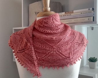 Knitting Pattern shawl wrap cowl kerchief - Del Sol Neckerchief - scarf shawlette wrap kerchief using sock fingering yarn