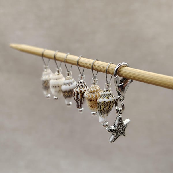 Seashell Knitting Stitch Markers - snag free loop markers progress keepers