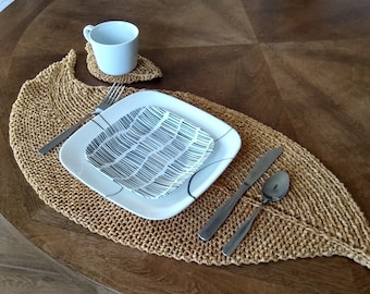 Strickanleitung: Blatt Tischset & Tassenunterlage - Mid-Century Modern Geschenk DIY Geschenk (PDF Download) home decor Herbst Einweihungsparty
