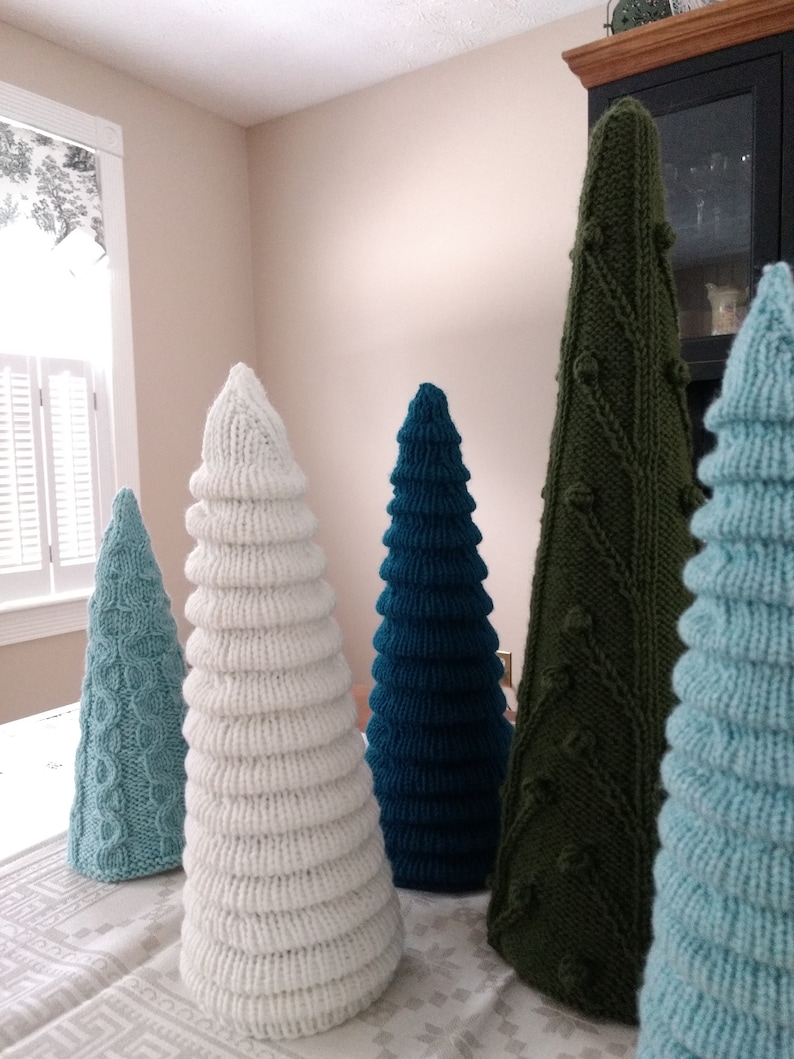 Christmas Knitting Patterns Knitted Trees Three Sizes Etsy