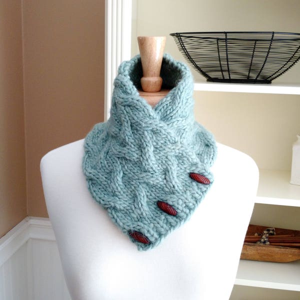 Bulky Knit Cowl -  Easy Quick Knitting Pattern Cable Neck Wrap - DIY gift unisex scarf neckwarmer cozy - very easy pattern for bulky yarn
