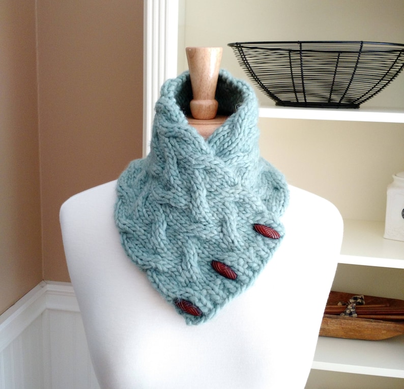 Bulky Knit Cowl Easy Quick Knitting Pattern Cable Neck Wrap DIY gift unisex scarf neckwarmer cozy very easy pattern for bulky yarn image 1