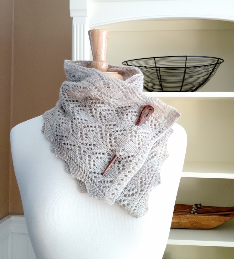 Knitting Lace Scarf Pattern PDF Smoky Mountain Morning Mist Scarf Shawl rectangle lace cowl shawl wrap pattern using sock yarn image 2