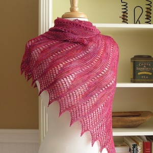 Lace Shawl Easy Knitting Pattern PDF asymmetrical shawl wrap cowl scarf  Mistral Shawl lace or fingering weight yarn no charts