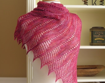 Knitting Pattern Lace Shawl: Mistral Shawl (PDF Download) asymmetrical wrap cowl scarf lace fingering weight yarn no charts