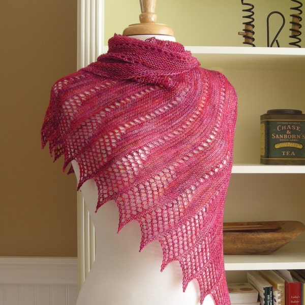 Lace Shawl Easy Knitting Pattern PDF asymmetrical shawl wrap cowl scarf  Mistral Shawl lace or fingering weight yarn no charts