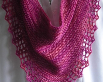 Knitting Pattern scarf shawl cowl wrap Handpaint Yarn Scarf crochet lace trim very easy knitting pattern for sock yarn