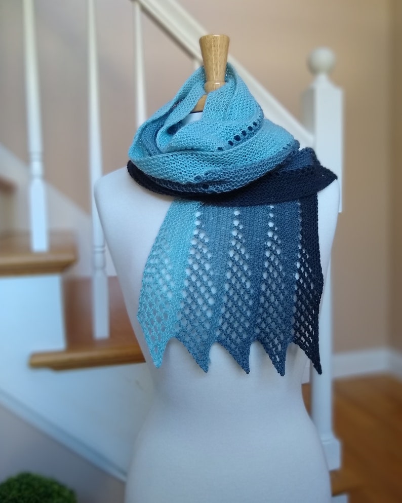 Lace Scarf Shawl Knitting Pattern Mistral Scarf French Etsy