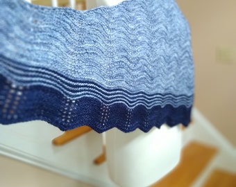 Shawl Knitting Pattern, scarf shawl cowl wrap, Simple Waves Shawl, easy quick knitting pattern for sock fingering yarn