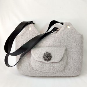 Felted Wool Bag Knitting Pattern Handbag Purse Shoulder Bag Tote Worsted Wool Yarn Easy Quick DIY Gift Women Girls