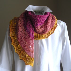 Knitting Pattern Gradient Lace Crape Myrtle Scarf Shawl rectangle cowl wrap stole scarf pattern using sock fingering lace yarn image 3