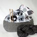 Knitting Crochet Project Bag Zip pocket, Black Gray Sheep Japanese Knot WIP Bag, All's Wool That Ends Wool fabric, free knitting pattern