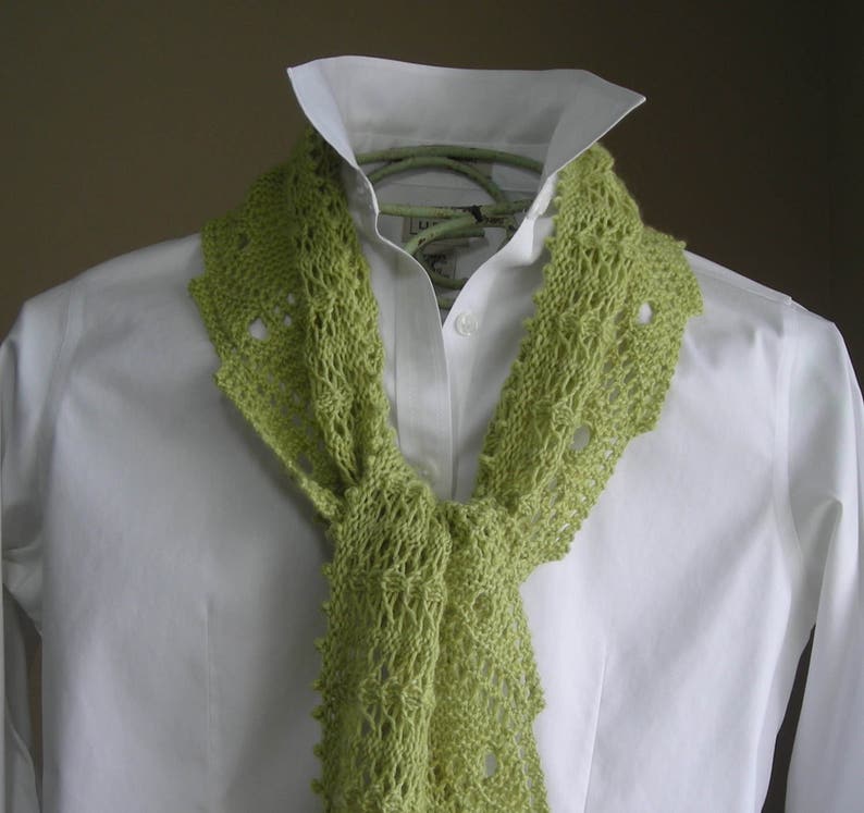 Lace Scarf Shawl, Easy Knitting Pattern, Front Porch Fern Leaf Lace, rectangle scarf cowl shawl wrap, pattern using sock fingering yarn image 6