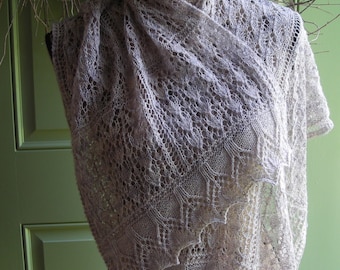 Knitting Pattern - easy lace rectangle shawl cowl wrap scarf - French Tuileries Garden Shawl - Eiffel Tower edging -  lace sock yarn -