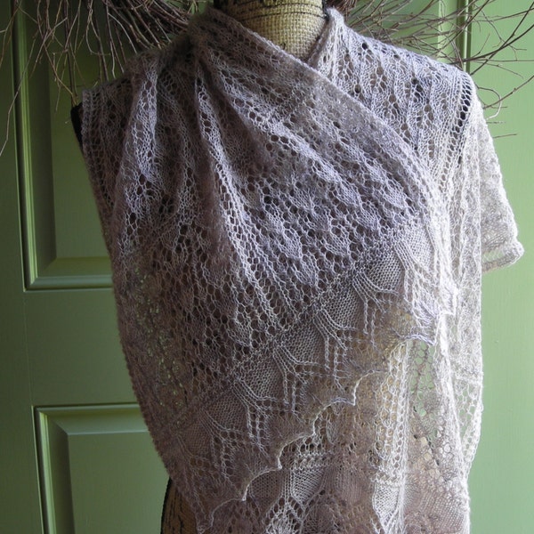 Knitting Pattern - easy lace rectangle shawl cowl wrap scarf - French Tuileries Garden Shawl - Eiffel Tower edging -  lace sock yarn -