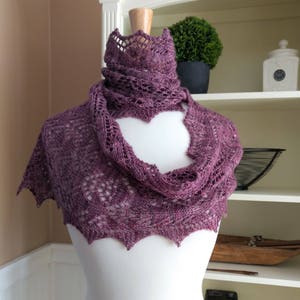 Knitting Lace Scarf Pattern PDF Smoky Mountain Morning Mist Scarf Shawl rectangle lace cowl shawl wrap pattern using sock yarn image 10