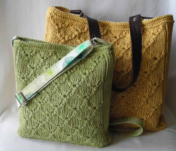 Knitting Pattern Hipster Bag Tote Handbag Purse Espalier Bags Using Cotton or Wool Yarn DIY Gift Easy Quick Knit No Seams Fabric Lining Etsy