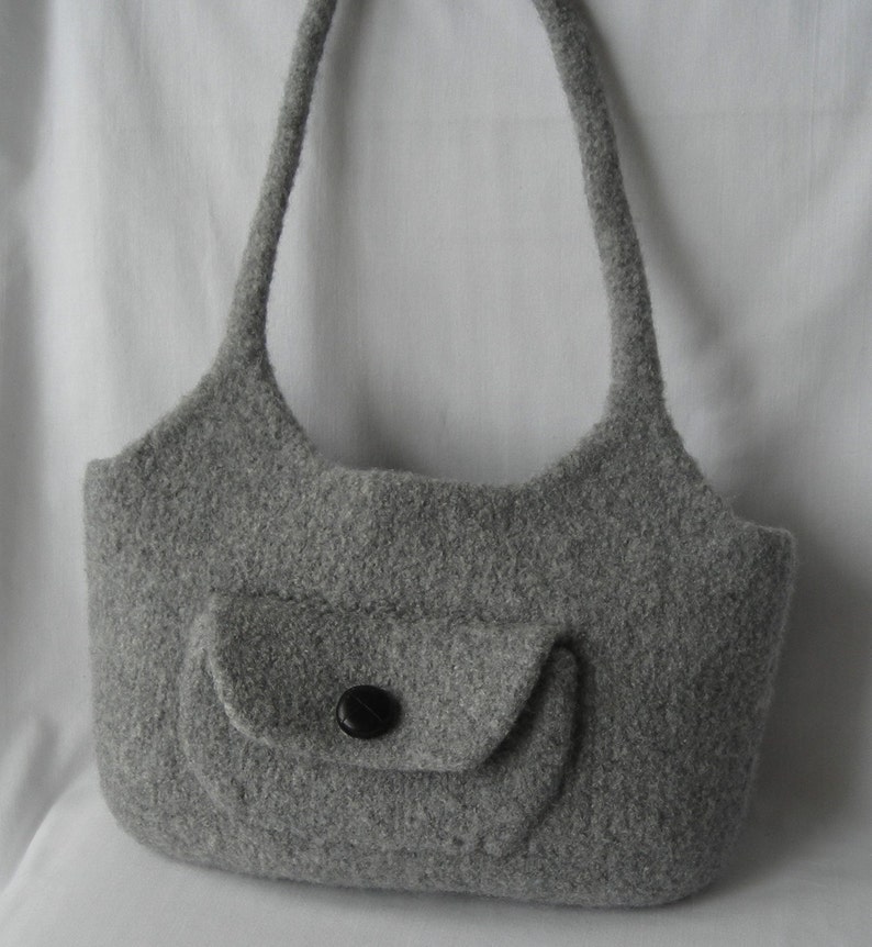 Felted Wool Bag Knitting Pattern Handbag Purse Shoulder Bag Tote Worsted Wool Yarn Easy Quick DIY Gift Women Girls image 6