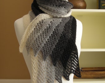 Lace Scarf Knitting Pattern PDF Mistral Scarf  French inspired gradient rectangle lace scarf wrap cowl stole easy pattern no charts