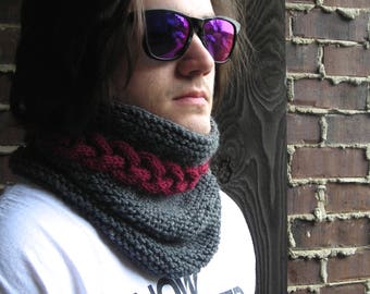 Knitting Pattern PDF - cowl neckwarmer men women - Cable Warmer -  DIY Father's Day gift - Help support the Wounded Warrior Project