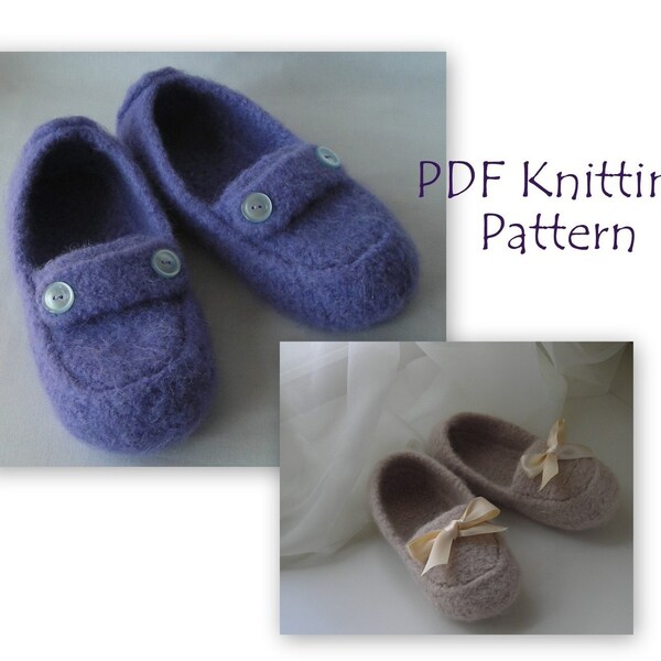 PDF Knitting Pattern - Women's Felted Moc Slippers - pattern using BULKY weight yarn