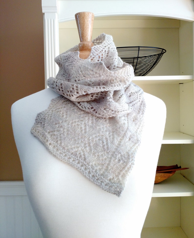 Knitting Lace Scarf Pattern PDF Smoky Mountain Morning Mist Scarf Shawl rectangle lace cowl shawl wrap pattern using sock yarn image 4