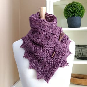 Knitting Lace Scarf Pattern PDF- Smoky Mountain Morning Mist Scarf Shawl - rectangle lace cowl shawl wrap -  pattern using sock yarn