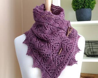 Knitting Lace Scarf Pattern PDF- Smoky Mountain Morning Mist Scarf Shawl - rectangle lace cowl shawl wrap -  pattern using sock yarn