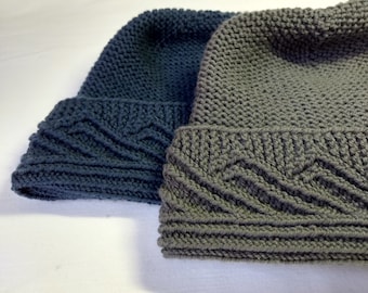 Knitting pattern Hat Mens Womens Unisex RidgeLine Hat winter ski snowboard snow beanie hat knitting pattern for sportweight yarn DIY gift