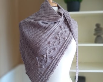 Knitting Pattern - cable scarf shawl cowl wrap shawlette - WinterBerry Shawl - Easy knitting pattern sport weight yarn