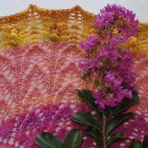 Knitting Pattern Gradient Lace Crape Myrtle Scarf Shawl rectangle cowl wrap stole scarf pattern using sock fingering lace yarn image 2