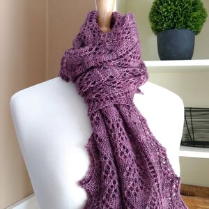 Knitting Lace Scarf Pattern PDF Smoky Mountain Morning Mist Scarf Shawl rectangle lace cowl shawl wrap pattern using sock yarn image 7