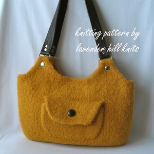 Felted Wool Bag Knitting Pattern Handbag Purse Shoulder Bag Tote Worsted Wool Yarn Easy Quick DIY Gift Women Girls image 2