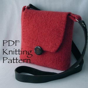 Knitting Pattern Felted Hipster Bags hand knit felted wool handbag tote purse two sizes women girls tutorial for fabric lining image 5