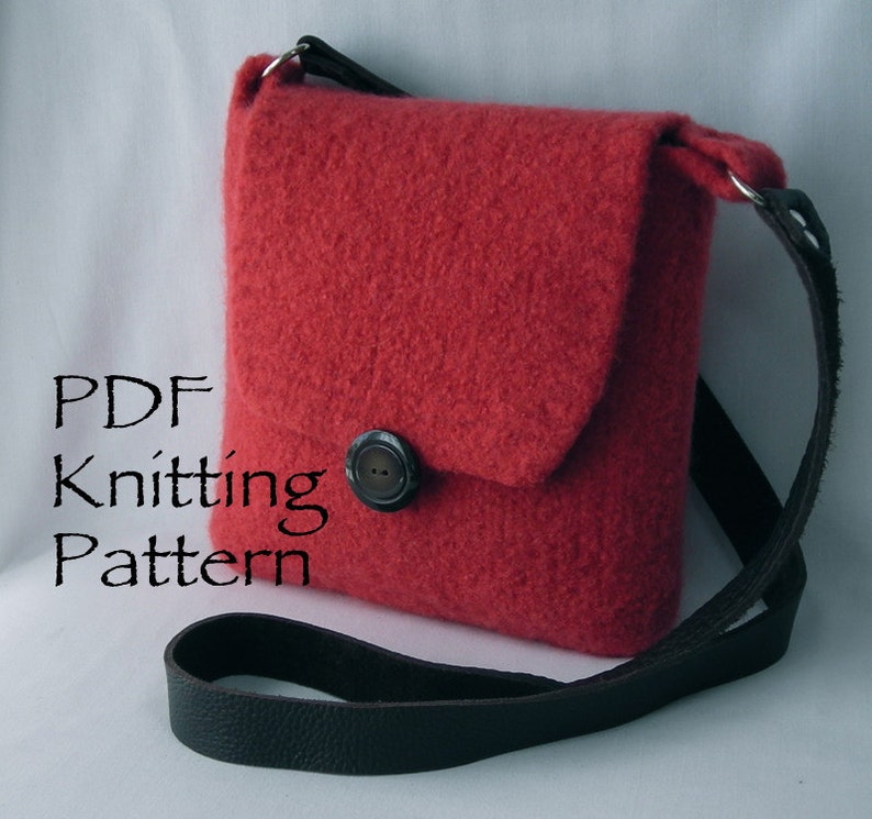 Knitting Pattern Felted Hipster Bags hand knit felted wool handbag tote purse two sizes women girls tutorial for fabric lining image 5