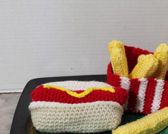 Crochet Hot Dog and French Fries Play Food: Diner Toy