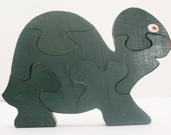 Handmade Wooden Turtle Puzzle: 5-Piece Toddler Toy