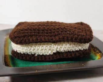 Crochet Ice Cream Sandwich Play Food: Handmade Dessert Toy