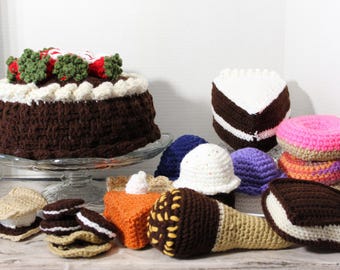 Crochet Dessert Play Food Set: Handmade Pretend Sweets, 18pcs